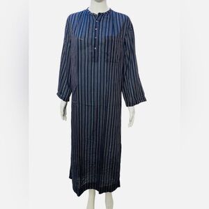 Doen Navy and Black Striped Maxi Shirt Dress